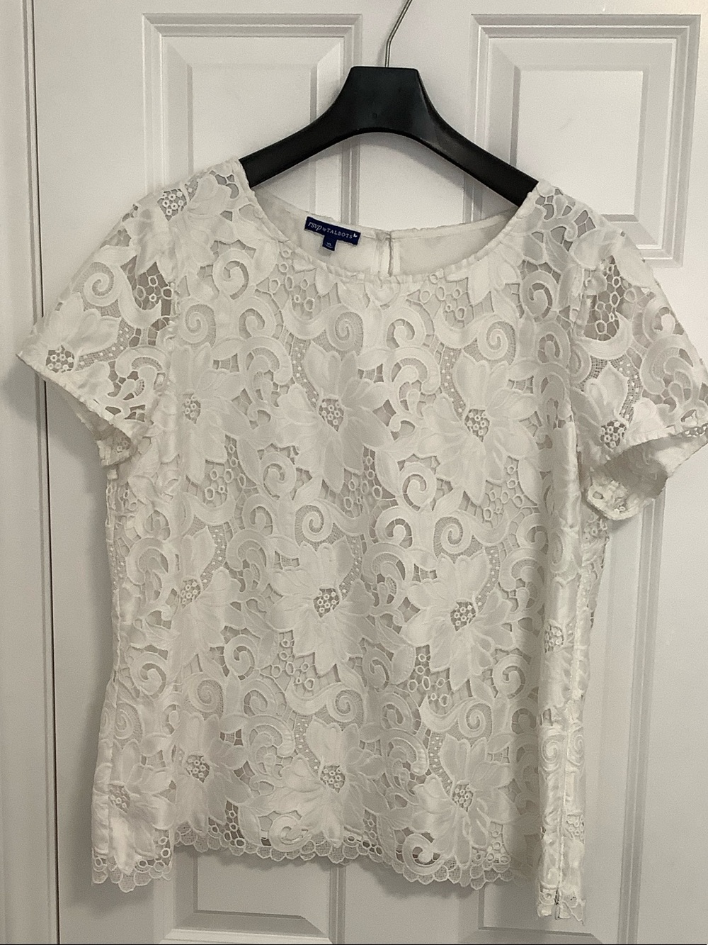 Talbots Ivory Floral Lace Short Sleeve Top